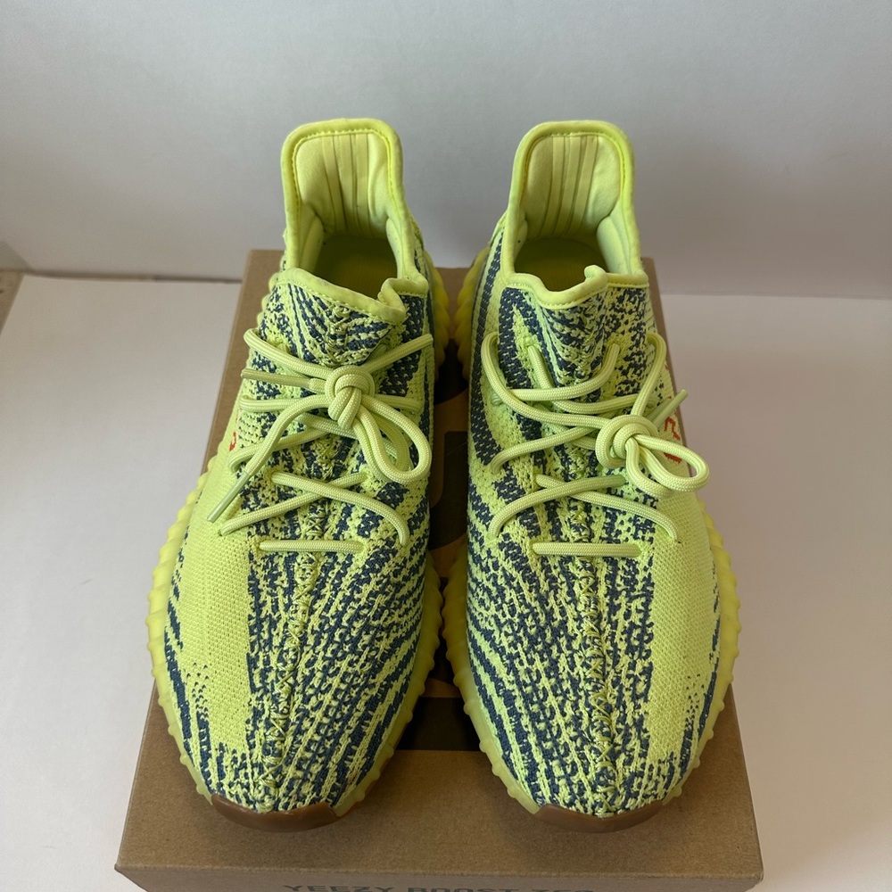 Men YEEZY BOOST 350 Yellow and Black Sneakers - Picture 6 of 10